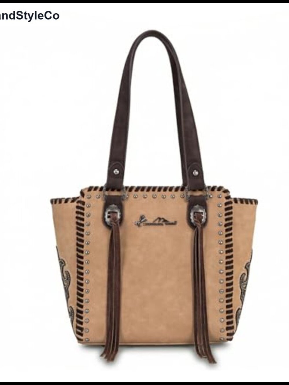 Western Tote Bag Studded PU Leather Fringe Tassel Medium Shoulder Purse